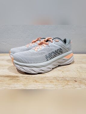 HOKA ONE ONE Women's Bondi 7 Running Shoes (9W) Harbor Mist/Sharkskin